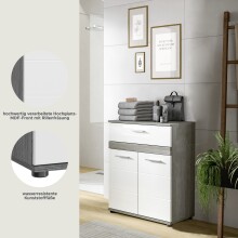 Midischrank >Blake< in Rauchsilber/Weiß hochglanz - 70x79x31cm (BxHxT)