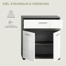 Midischrank >Blake< in Rauchsilber/Weiß hochglanz - 70x79x31cm (BxHxT)