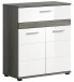 Midischrank >Blake< in Rauchsilber/Weiß hochglanz - 70x79x31cm (BxHxT)
