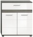 Midischrank >Blake< in Rauchsilber/Weiß hochglanz - 70x79x31cm (BxHxT)
