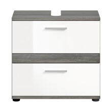Waschbeckenunterschrank >Blake< in Rauchsilber/Weiß hochglanz - 60x57x34 (BxHxT)