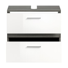 Waschbeckenunterschrank >Blake< in Rauchsilber/Weiß hochglanz - 60x57x34 (BxHxT)