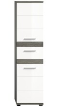 Hochschrank >Blake< in Rauchsilber/Weiß hochglanz - 35x137x31cm (BxHxT)