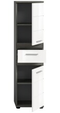 Hochschrank >Blake< in Rauchsilber/Weiß hochglanz - 35x137x31cm (BxHxT)