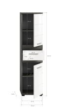 Hochschrank >Blake< in Rauchsilber/Weiß hochglanz - 35x137x31cm (BxHxT)