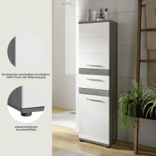Hochschrank >Blake< in Rauchsilber/Weiß hochglanz - 35x137x31cm (BxHxT)