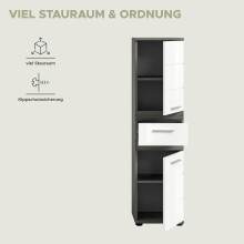 Hochschrank >Blake< in Rauchsilber/Weiß hochglanz - 35x137x31cm (BxHxT)