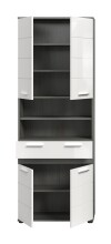 Hochschrank >Blake< in Rauchsilber/Weiß hochglanz - 70x191x31cm (BxHxT)