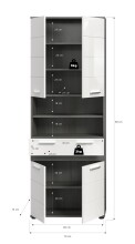 Hochschrank >Blake< in Rauchsilber/Weiß hochglanz - 70x191x31cm (BxHxT)
