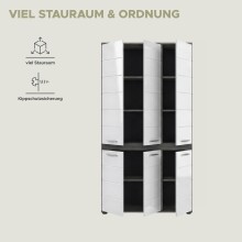 Hochschrank >Blake< in Rauchsilber/Weiß hochglanz - 90x191x31cm (BxHxT)