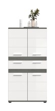 Hochschrank >Blake< in Rauchsilber/Weiß hochglanz - 70x137x31cm (BxHxT)