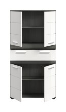 Hochschrank >Blake< in Rauchsilber/Weiß hochglanz - 70x137x31cm (BxHxT)