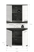 Hochschrank >Blake< in Rauchsilber/Weiß hochglanz - 70x137x31cm (BxHxT)