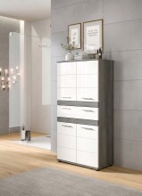 Hochschrank >Blake< in Rauchsilber/Weiß hochglanz - 70x137x31cm (BxHxT)