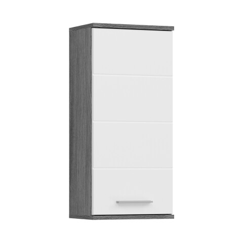 Hängeschrank >Blake< in Rauchsilber/Weiß hochglanz - 35x77x25cm (BxHxT)