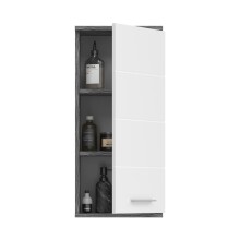 Hängeschrank >Blake< in Rauchsilber/Weiß hochglanz - 35x77x25cm (BxHxT)