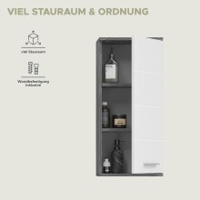 Hängeschrank >Blake< in Rauchsilber/Weiß hochglanz - 35x77x25cm (BxHxT)