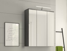 Badezimmerspiegelschrank >Blake< in Rauchsilber/Spiegelglas - 60x77x21cm (BxHxT)