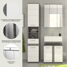 Badezimmer-Set >Blake< in Rauchsilber/Weiß hochglanz - 114x191x34cm (BxHxT)