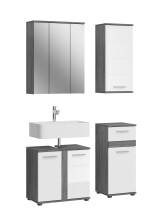 Badezimmer-Set >Blake< in Rauchsilber/Weiß...