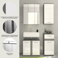 Badezimmer-Set >Blake< in Rauchsilber/Weiß hochglanz - 114x191x34cm (BxHxT)