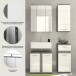 Badezimmer-Set >Blake< in Rauchsilber/Weiß hochglanz - 114x191x34cm (BxHxT)
