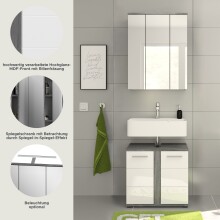 Badezimmer-Set >Blake< in Rauchsilber/Weiß hochglanz - 60x191x34cm (BxHxT)