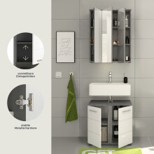Badezimmer-Set >Blake< in Rauchsilber/Weiß hochglanz - 60x191x34cm (BxHxT)