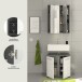 Badezimmer-Set >Blake< in Rauchsilber/Weiß hochglanz - 60x191x34cm (BxHxT)
