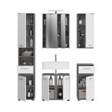 Badezimmer-Set >Blake< in Rauchsilber/Weiß hochglanz - 164x191x34cm (BxHxT)