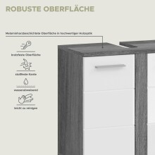 Badezimmer-Set >Blake< in Rauchsilber/Weiß hochglanz - 60x191x34cm (BxHxT)