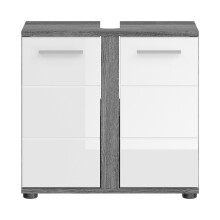 Badezimmer-Set >Blake< in Rauchsilber/Weiß hochglanz - 60x191x34cm (BxHxT)
