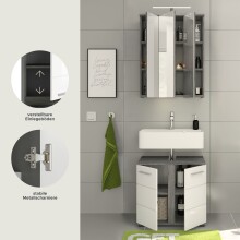 Badezimmer-Set >Blake< in Rauchsilber/Weiß hochglanz - 60x191x34cm (BxHxT)
