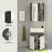 Badezimmer-Set >Blake< in Rauchsilber/Weiß hochglanz - 60x191x34cm (BxHxT)