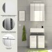 Badezimmer-Set >Blake< in Rauchsilber/Weiß hochglanz - 60x191x34cm (BxHxT)