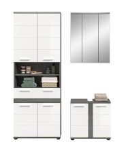 Badezimmer-Set >Blake< in Rauchsilber/Weiß hochglanz - 145x191x34cm (BxHxT)