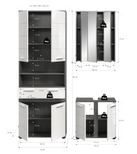 Badezimmer-Set >Blake< in Rauchsilber/Weiß hochglanz - 145x191x34cm (BxHxT)