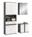 Badezimmer-Set >Blake< in Rauchsilber/Weiß hochglanz - 145x191x34cm (BxHxT)