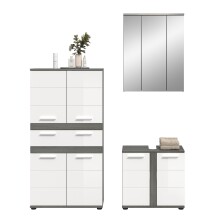 Badezimmer-Set >Blake< in Rauchsilber/Weiß hochglanz - 145x191x34cm (BxHxT)