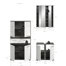 Badezimmer-Set >Blake< in Rauchsilber/Weiß hochglanz - 145x191x34cm (BxHxT)