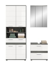Badezimmer-Set >Blake< in Rauchsilber/Weiß hochglanz - 145x191x34cm (BxHxT)