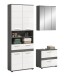 Badezimmer-Set >Blake< in Rauchsilber/Weiß hochglanz - 145x191x34cm (BxHxT)