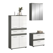 Badezimmer-Set >Blake< in Rauchsilber/Weiß...
