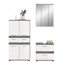 Badezimmer-Set >Blake< in Rauchsilber/Weiß hochglanz - 145x191x34cm (BxHxT)