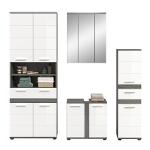 Badezimmer-Set >Blake< in Rauchsilber/Weiß hochglanz - 195x191x34cm (BxHxT)