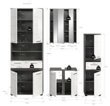 Badezimmer-Set >Blake< in Rauchsilber/Weiß hochglanz - 195x191x34cm (BxHxT)