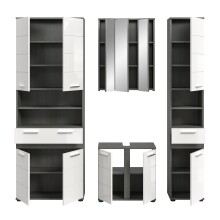Badezimmer-Set >Blake< in Rauchsilber/Weiß hochglanz - 195x191x34cm (BxHxT)