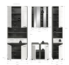 Badezimmer-Set >Blake< in Rauchsilber/Weiß hochglanz - 195x191x34cm (BxHxT)