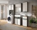Badezimmer-Set >Blake< in Rauchsilber/Weiß hochglanz - 188x191x34cm (BxHxT)