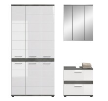 Badezimmer-Set >Blake< in Rauchsilber/Weiß hochglanz - 165x191x34cm (BxHxT)